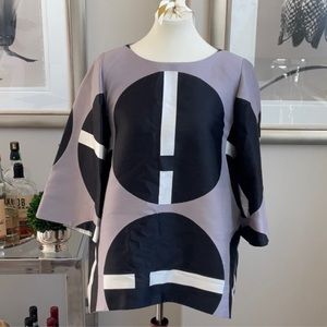 Lee Anderson COUTURE Top, Lavender / Navy Geometric Print, Large